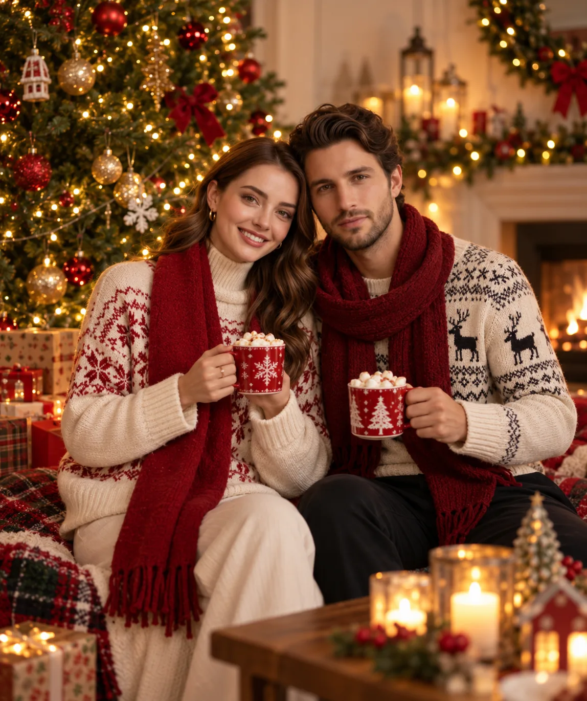 Christmas Couple Photo AI Prompt - Portraits AI Prompt for Midjourney, ChatGPT & Gemini