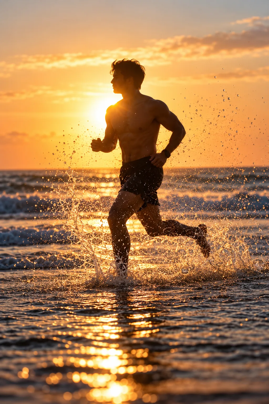 Beach Running AI Photo Prompt - Portraits AI Prompt for Midjourney, ChatGPT & Gemini