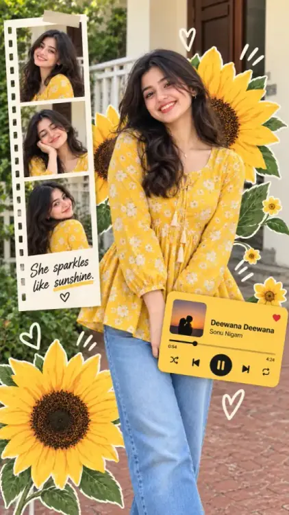 Sunflower Scrapbook Collage AI Photo Prompt - Instagram Lifestyle AI Prompt for Midjourney, ChatGPT & Gemini